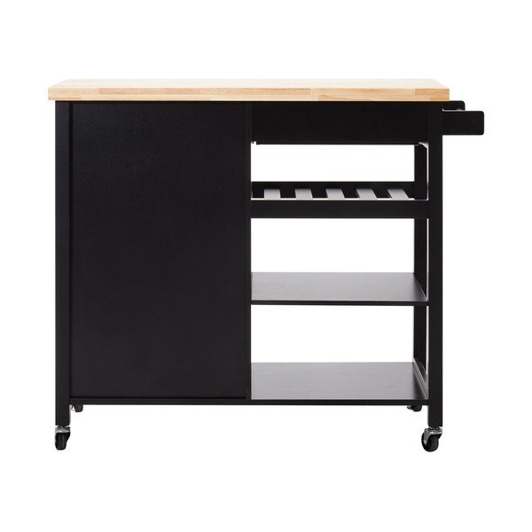 Tavolino da servizio in legno di cauciù massiccio su ruote 48x105 cm Frankfurt – Premier Housewares-image-4