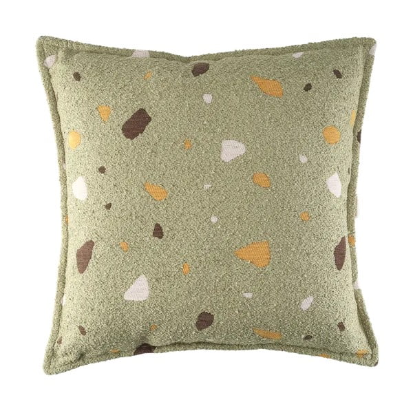 Cuscino per divano da bambini verde con rivestimento in bouclé e ciniglia Terrazzo Block – Wigiwama