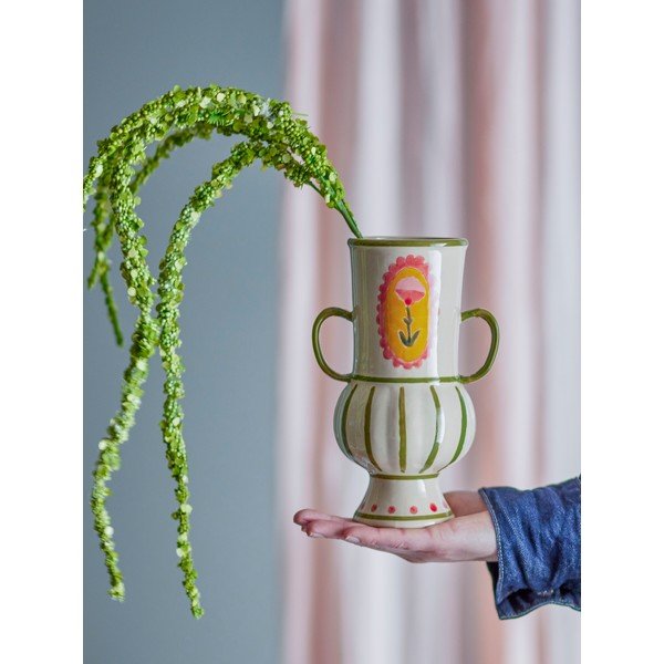 Vaso beige in gres dipinto a mano (altezza totale 21 cm) Odina – Bloomingville-image-1