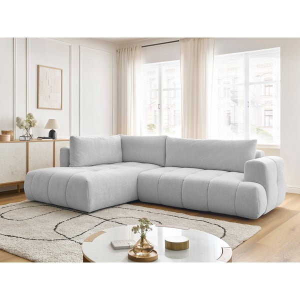 Divano angolare grigio chiaro allungabile e con contenitore (penisola a sinistra/a L) Fuji – Bobochic Paris-image-1