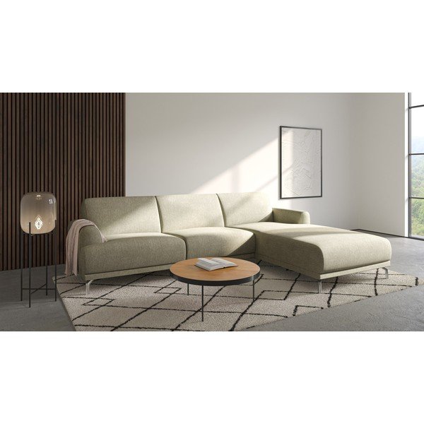 Divano angolare beige chiaro Puzo, angolo destro - MESONICA-image-1