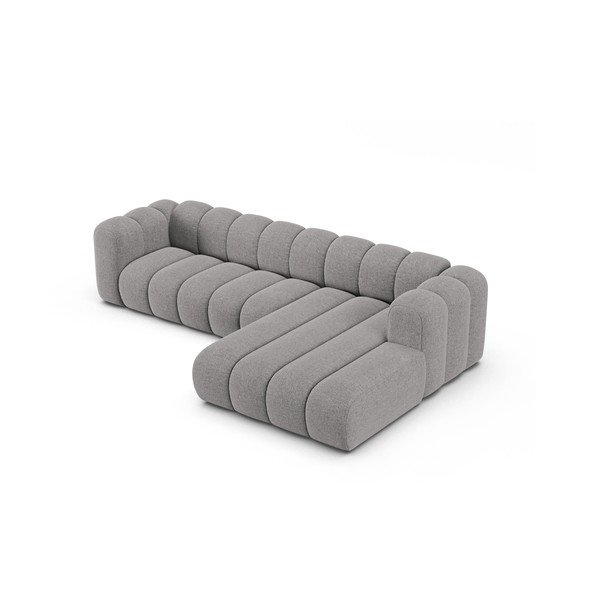 Divano angolare grigio (con penisola a destra/con chaise lounge) con rivestimento in ciniglia Lupine – Micadoni -image-2