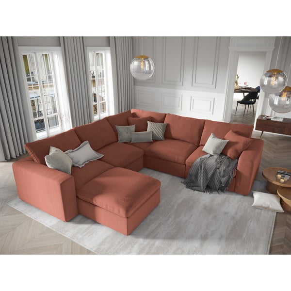 Parte angolare reversibile rosa del divano modulare in velluto a coste Galaxy - Windsor & Co Sofas-image-1