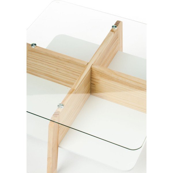 Tavolino con piano in vetro in colore naturale 60x60 cm Varm - Tomasucci-image-2