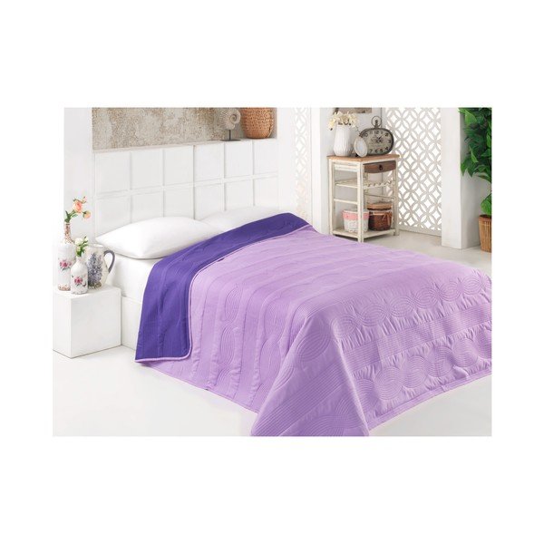 Copriletto reversibile in microfibra viola, 160 x 220 cm - Kate Louise