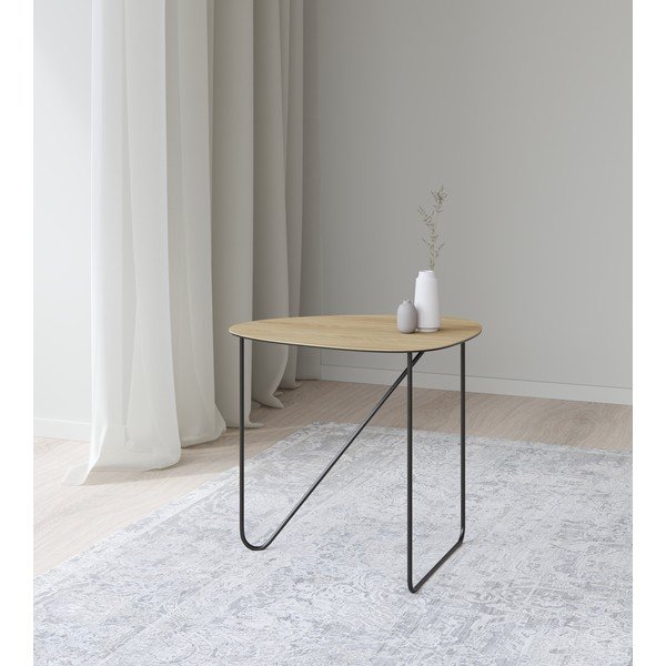 Tavolino da salotto di colore naturale in metallo 37x44 cm Curve M Wood – LIND DNA-image-2