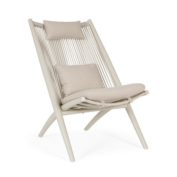 Poltrona da esterno beige in metallo Aloha – Bizzotto