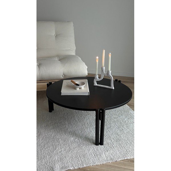 Tavolino rotondo nero in legno di pino ø 80 cm Sticks - Karup Design-image-4