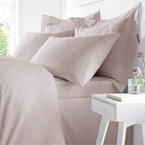 Biancheria da letto in cotone egiziano rosa Blush, 135 x 200 cm - Bianca-image-1