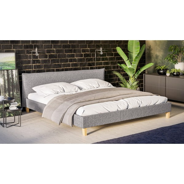 Letto matrimoniale imbottito grigio con griglia 200x200 cm Tina - Ropez-image-2