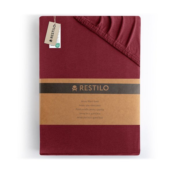 Lenzuolo con angoli burgundy in jersey 200x200 cm Amber – Restilo-image-4