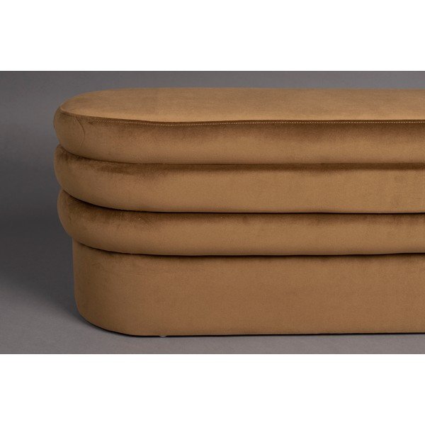 Panchina marrone con rivestimento in velluto Aditi – Dutchbone-image-4