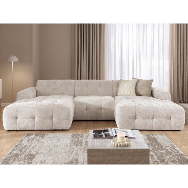 Divano angolare color crema (a U/con chaise lounge) Melva – Ropez-image-3