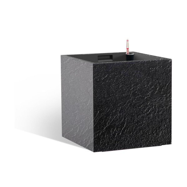 Vaso per fiori in plastica riciclata con sistema di auto-irrigazione Cubico Stone – Flower Lover