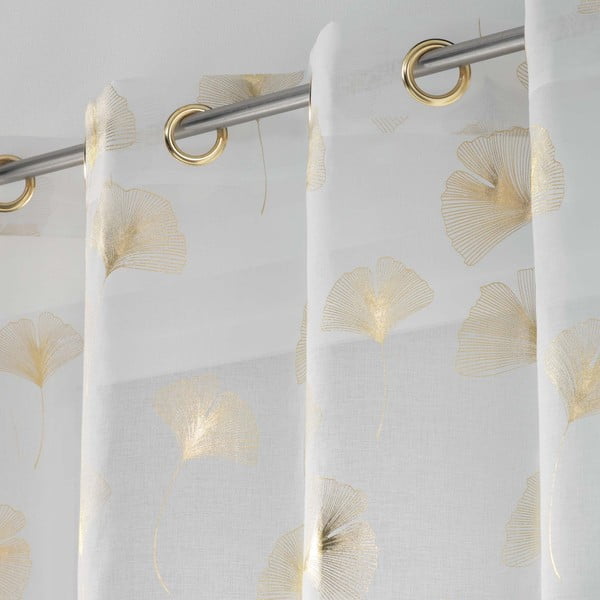 Tenda in voile bianco e oro 140x240 cm Ginkgold - douceur d'intérieur-image-1