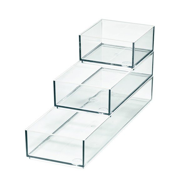 Organizer da bagno per cosmetici in plastica riciclata in set di 3 pezzi Stack & Slide - iDesign-image-2