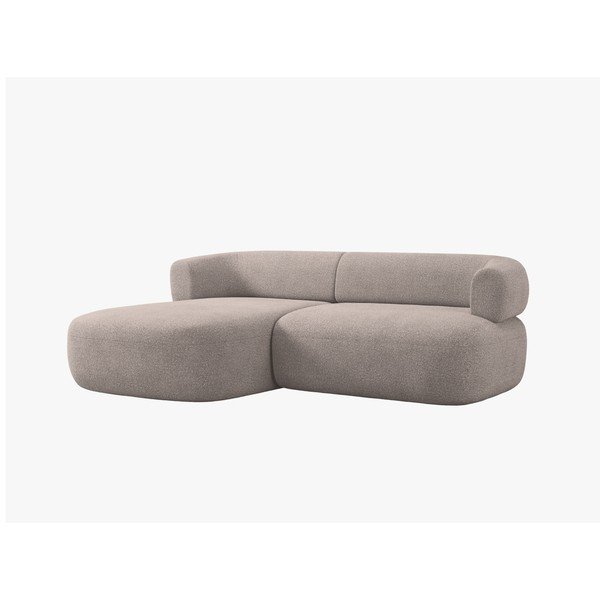 Divano angolare marrone chiaro (con penisola a sinistra/con chaise lounge) con rivestimento in bouclé Jenny – Micadoni -image-3