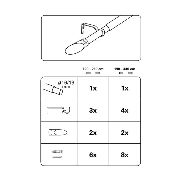 Mantovana estensibile in metallo 120 - 210 cm Elipsa - Gardinia-image-2