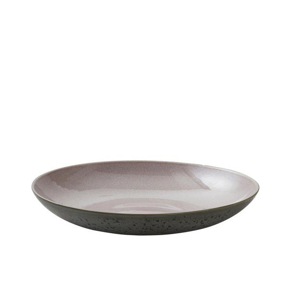 Ciotola da portata in gres grigio con smalto interno rosa , diametro 40 cm Mensa - Bitz