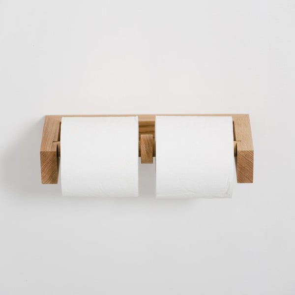 Porta carta igienica a parete in legno di quercia Slimline - Wireworks-image-1