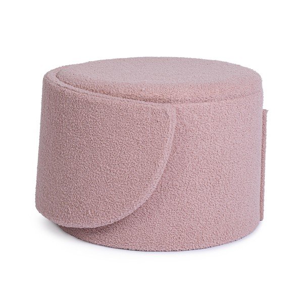 Poggiapiedi rosa polveroso con rivestimento in bouclé Anthea – Yes Everyday-image-4
