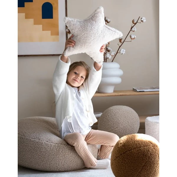 Cuscino per divano da bambini color crema con rivestimento in bouclé Star – Wigiwama-image-1