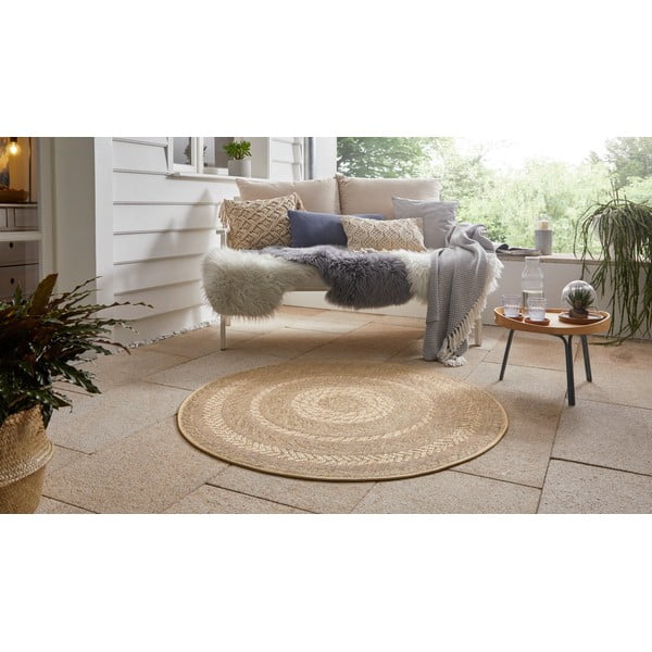 Tappeto da esterno beige, Ø 160 cm Almendro - NORTHRUGS-image-1