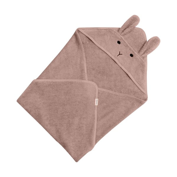 Asciugamano in cotone rosa-marrone con cappuccio 75x75 cm Rabbit - Kindsgut-image-3