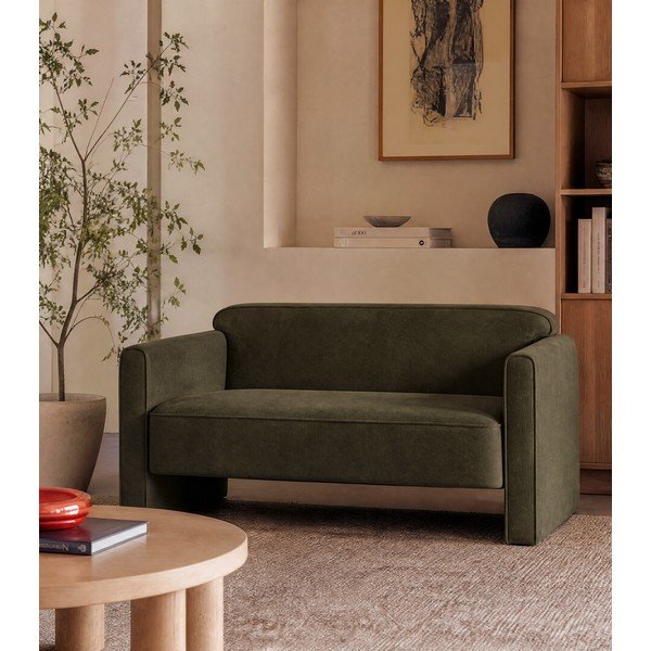 Divano verde con rivestimento in velluto 140 cm Abby – Micadoni -image-1
