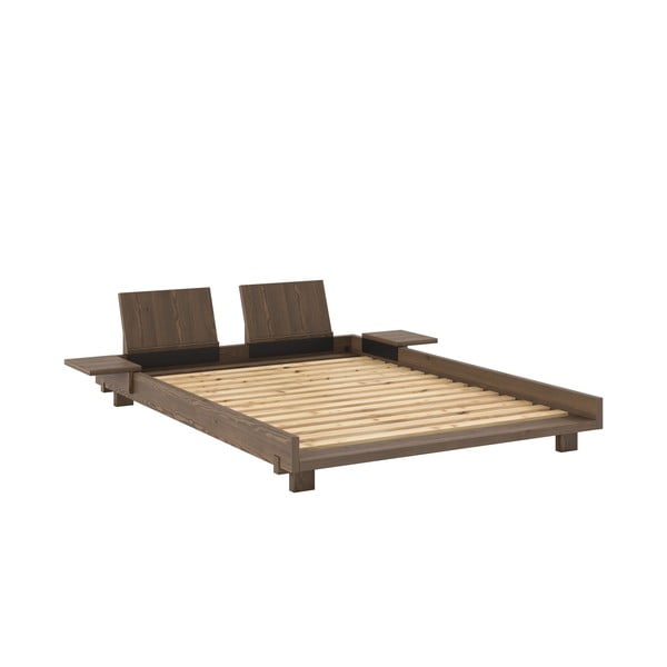 Letto matrimoniale marrone in pino massiccio con rete inclusa 140x200 cm Social – Karup Design