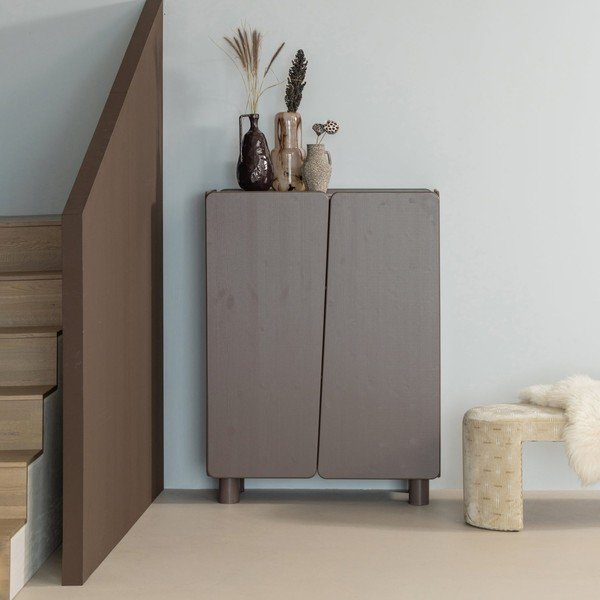 Armadietto marrone in pino massiccio 100x135x45 cm Root – WOOOD-image-1