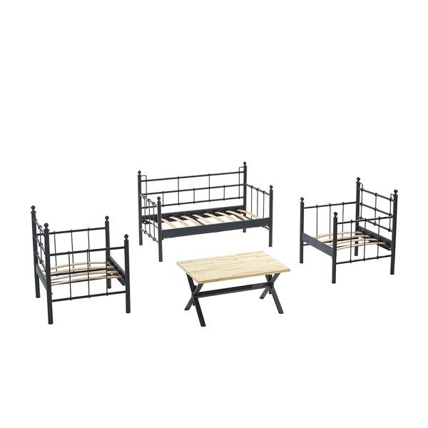 Set da giardino in nero e grigio chiaro per 4 persone Lalas - Floriane Garden-image-2