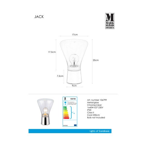 Lampada da tavolo in argento , ø 16,5 cm Jack - Markslöjd-image-2