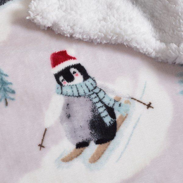 Coperta bianca a tema natalizio 170x130 cm Christmas Sherpa Penguins – Catherine Lansfield-image-2