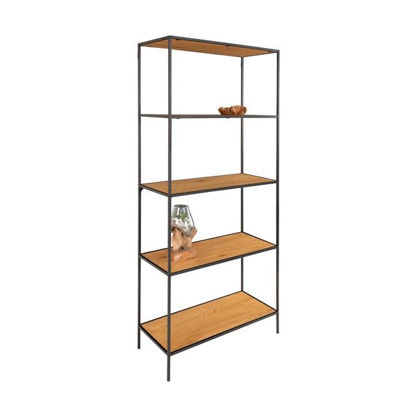 Libreria in rovere decorato in colore naturale 80x170 cm Vita - House Nordic-image-3
