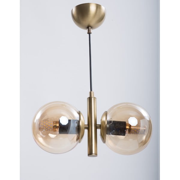 Lampadario dorato con paralume in vetro Monera – Squid Lighting-image-1