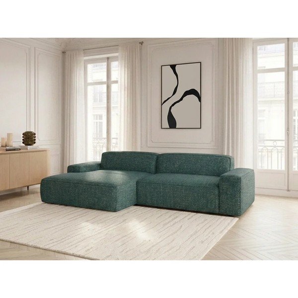 Divano angolare verde allungabile/con movimento relax elettrico (con penisola a sinistra) Abel – Bobochic Paris-image-2