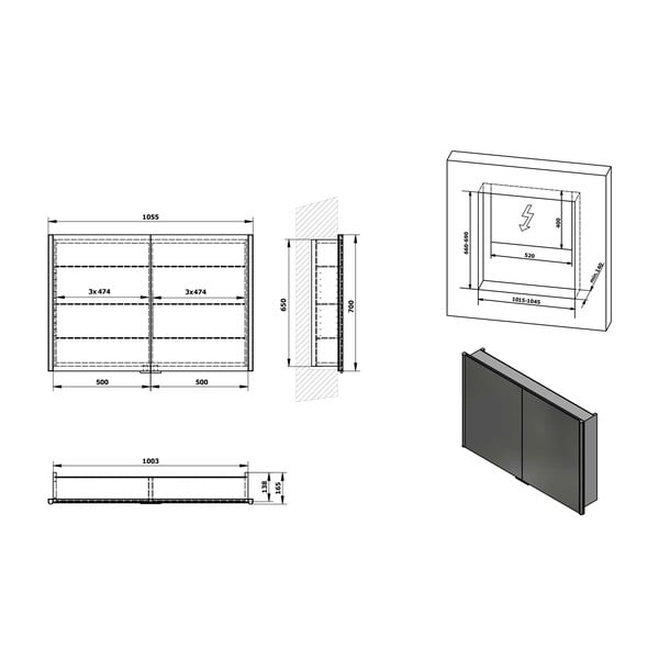 Mobile per bagno grigio 105,5x70 cm Integra – Sapho-image-3