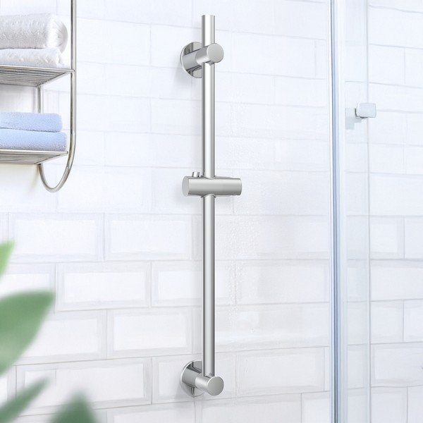 Asta per doccia senza foratura color argento lucido in acciaio inox con supporto scorrevole 70 cm – Wenko-image-1