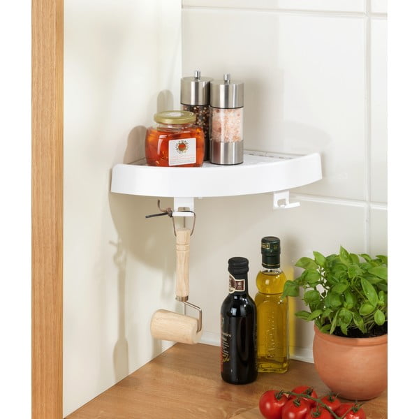 Mensola angolare bianca autoportante in plastica per il bagno Quick-Fit - Allstar-image-1