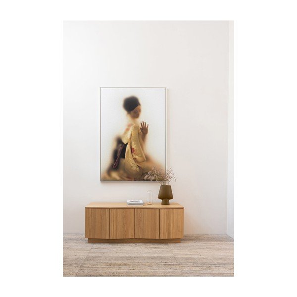 Mobile TV di colore naturale in rovere massiccio 133x52x45 cm Zuma – WOOOD-image-1