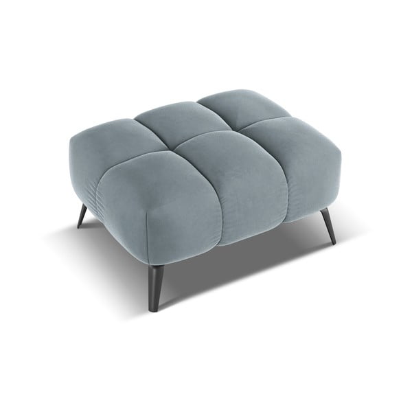 Poggiapiedi azzurro con rivestimento in velluto Nalu – Makamii-image-3