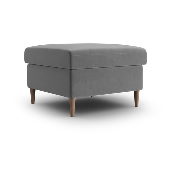 Poggiapiedi grigio chiaro con rivestimento in velluto Kyoto – Cosmopolitan Design-image-1