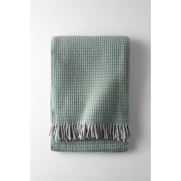 Coperta verde in misto cotone 140x180 cm Uniwaffle – Euromant