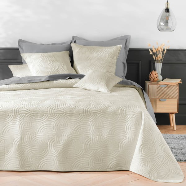 Copriletto in velluto beige 220x240 cm Solange - douceur d'intérieur