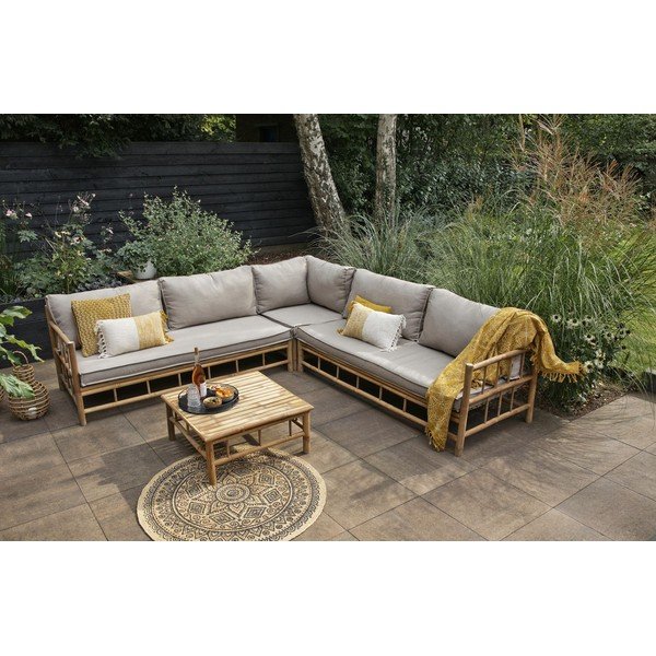 Set da giardino angolare in bambù - Exotan-image-1