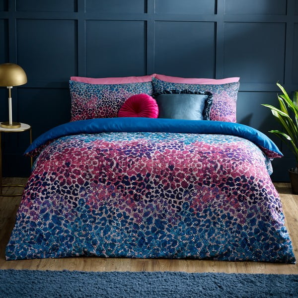 Biancheria da letto blu/rosa in microsatinato per letto matrimoniale 200x200 cm Animal Print – Catherine Lansfield-image-4