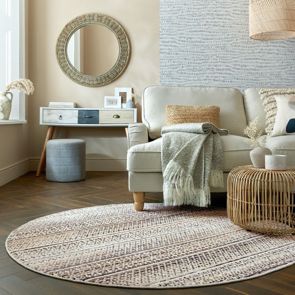 Tappeto rotondo beige 140x140 cm Camino - Flair Rugs-image-1