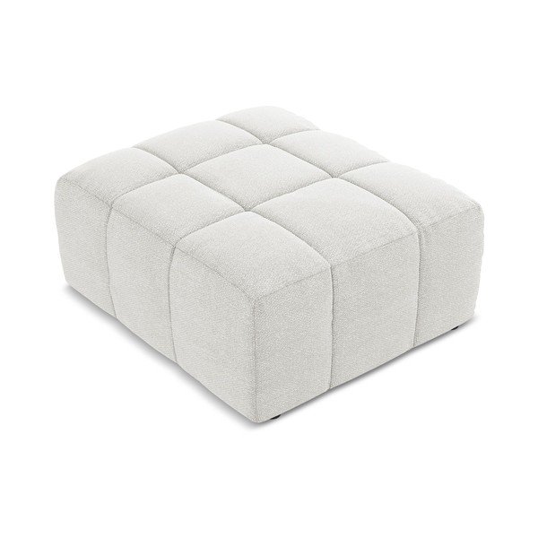 Poggiapiedi bianco con rivestimento in bouclé Aloha – Makamii-image-2