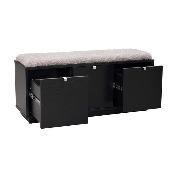 Scarpiera nera con panca grigia 106 cm Confetti - Rowico-image-3